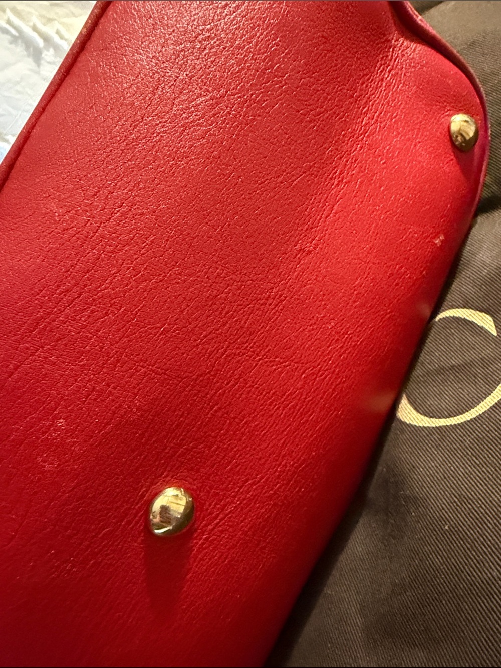 GUCCI Beige GG Supreme Satchel w/Red Leather Trim, dust bag, detachable Gucci - Picture 5 of 12